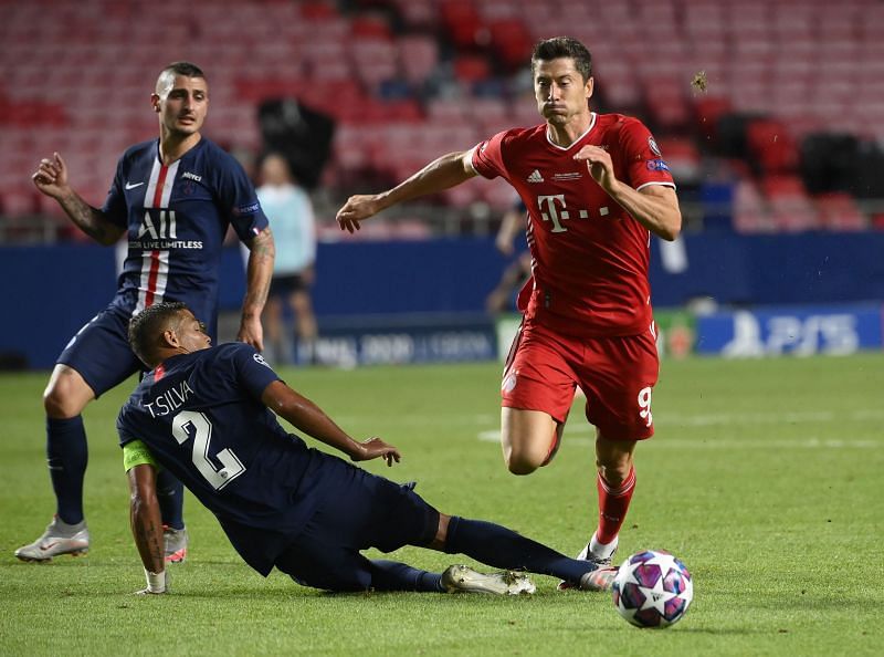 Robert Lewandowski in Bayern Munich colours