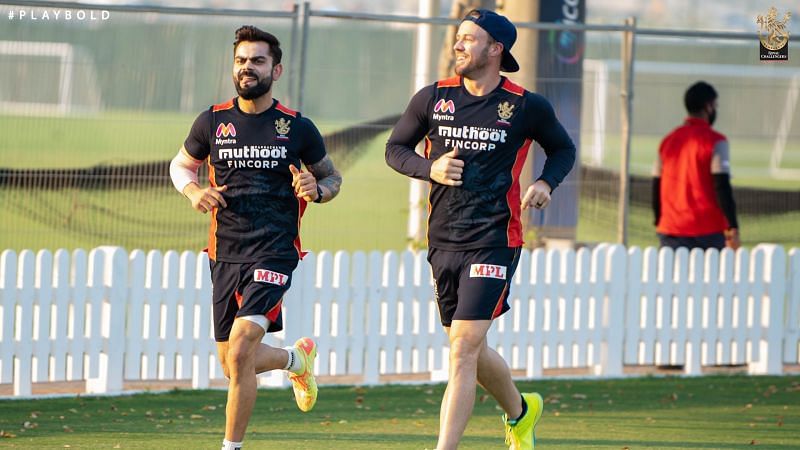 Virat Kohli and AB de Villiers ahead of IPL 2020 [PC: RCB Twitter]