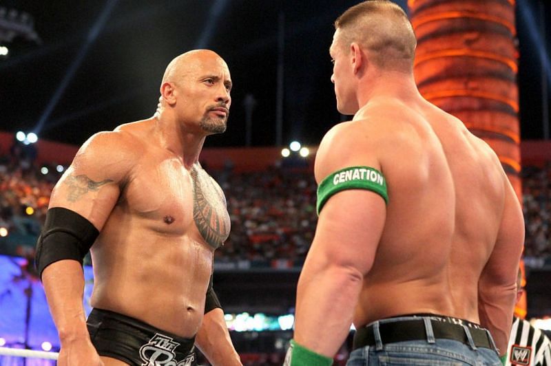 The Rock and John Cena faced each other in two consecutive WrestleMania main events