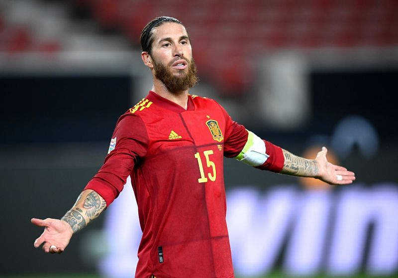Sergio Ramos in Spain colours