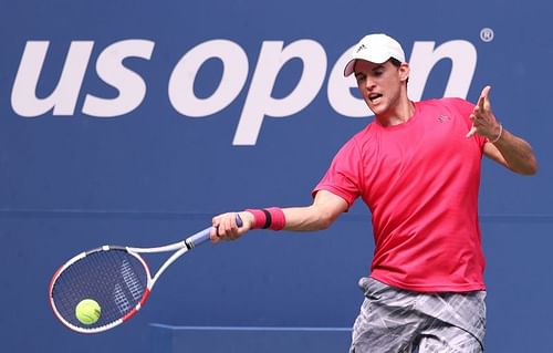 Dominic Thiem plays a forehand