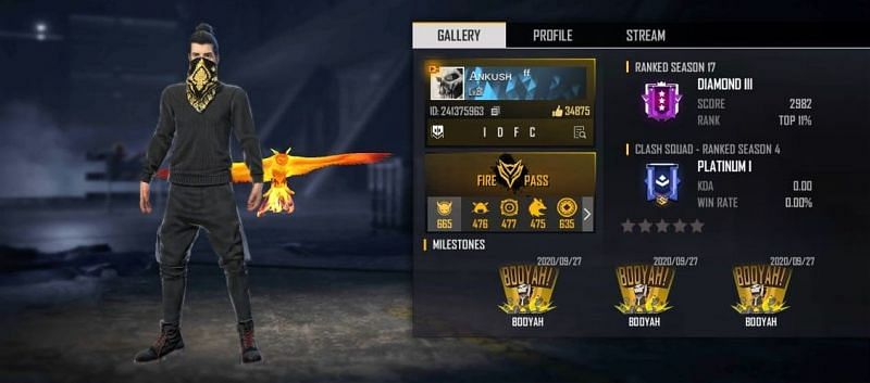 ANKUSH FREEFIRE's Free Fire ID number, stats, K/D ratio ...