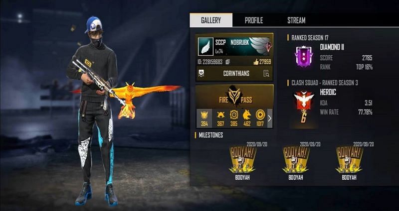 NOBRU's Free Fire ID number, stats, K/D ratio and more