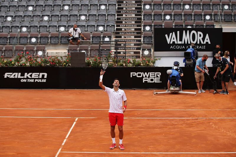 Novak Djokovic after his quarter-final win over Dominik Koepfer in Rome on Saturday