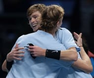 Denis Shapovalov (L) and Andrey Rublev