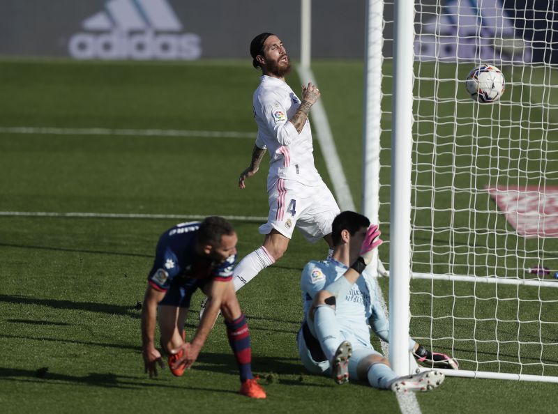 Sergio Ramos watches as Real Madrid conceded against Huesca.