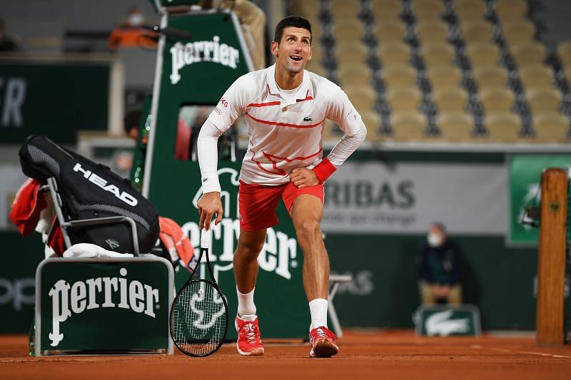 Novak Djokovic at the 2020 French Open