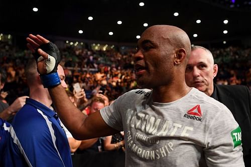 Anderson Silva of Brazil walks from the Octagon 