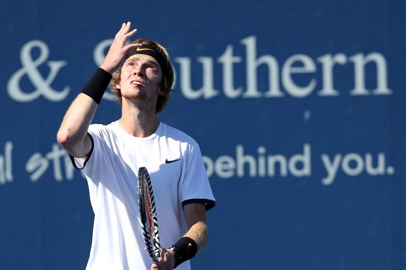 Andrey Rublev after defeating Roger Federer at the Western & Southern Open