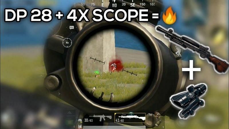 DP-28 and 4x scope in PUBG Mobile(Image credits: Goze YT)