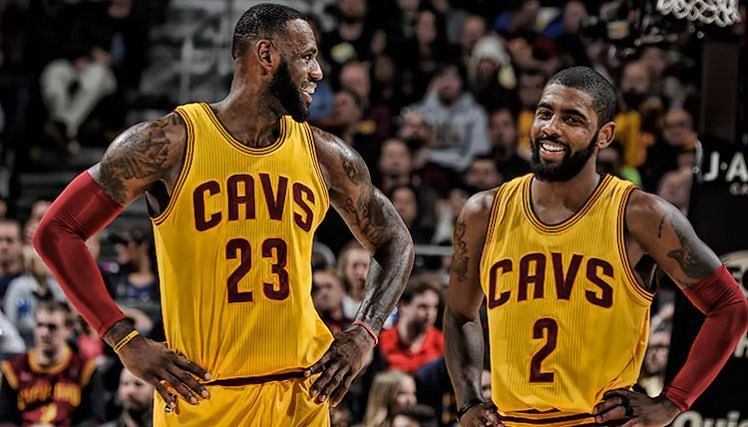 LeBron James (#23) and Kyrie Irving (#2) while playing with the Cleveland Cavaliers