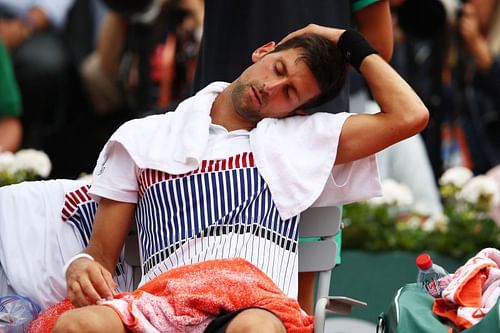 Novak Djokovic receiving a medical timeout