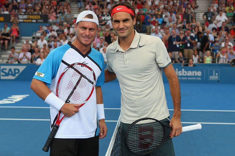 Lleyton Hewitt and Roger Federer in 2014