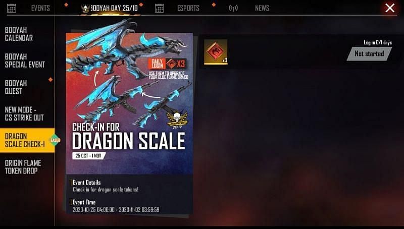 Dragon Scale Check-In event in Free Fire