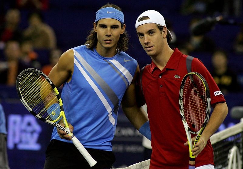 Rafael Nadal and Richard Gasquet (R) at the 2007 Tennis Masters Cup