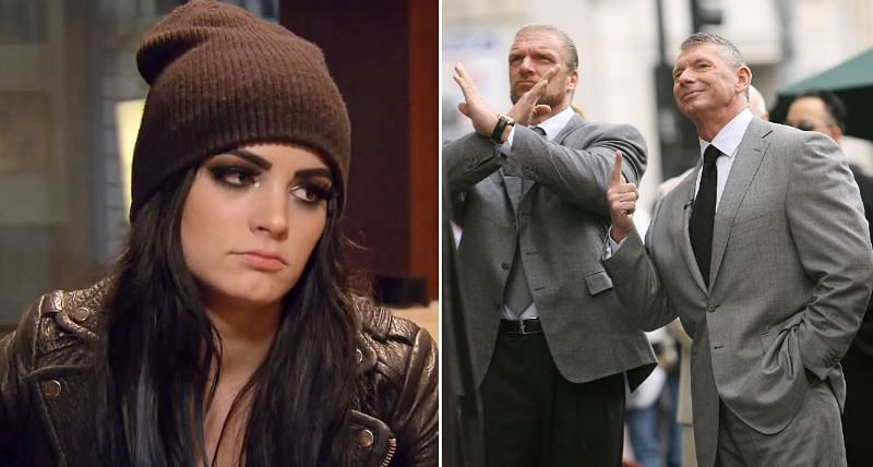 Paige, Triple H, and Vince McMahon