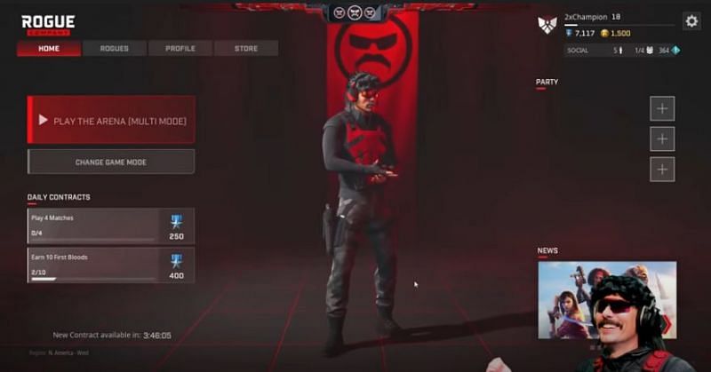 Dr DisRespect rising from Twitch ban; map and skin in Rogue