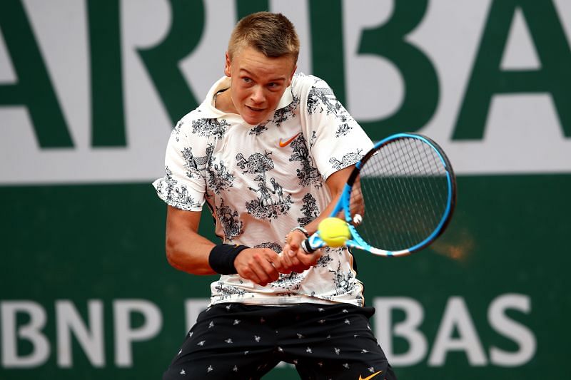 Holger Rune in the boys juniors singles final at Roland Garros in June 2019