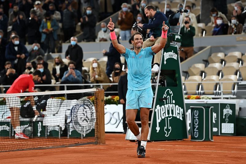 Rafael Nadal celebrates after winning the final