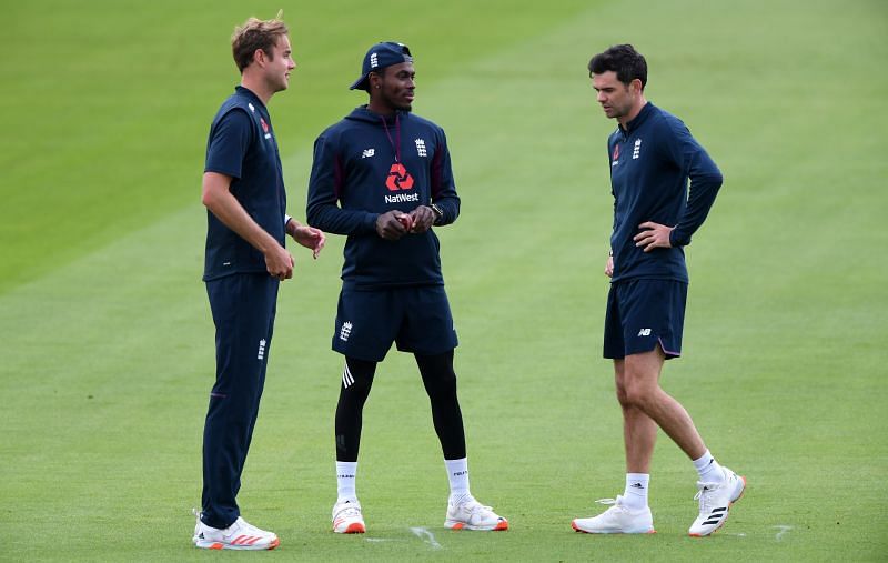 The fearsome pace trio of England: Broad, Archer and Anderson.