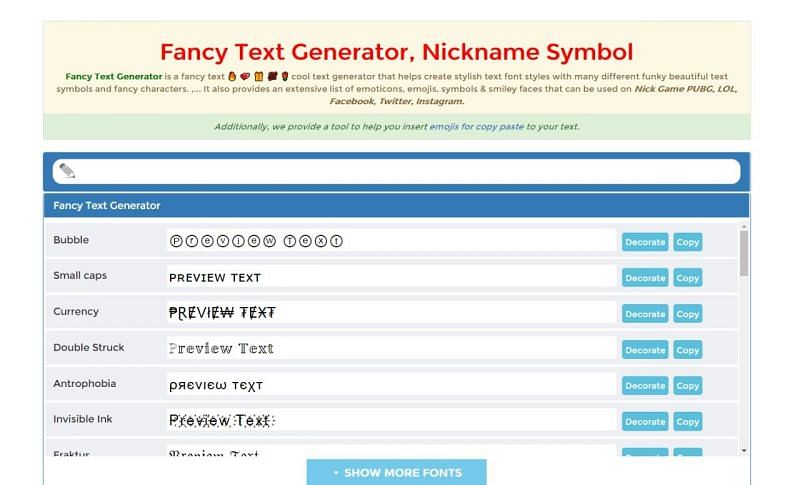 FancyTextTool.net - which is one such website that provides this tool