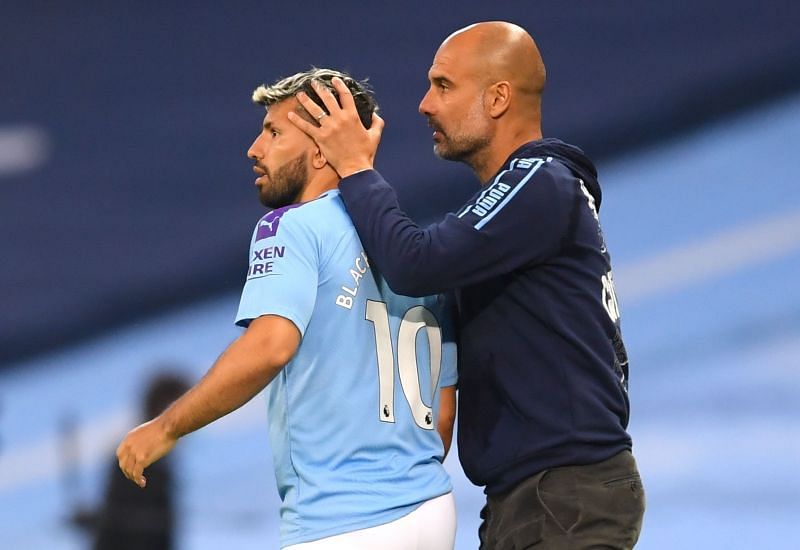 Sergio Aguero and Pep Guardiola