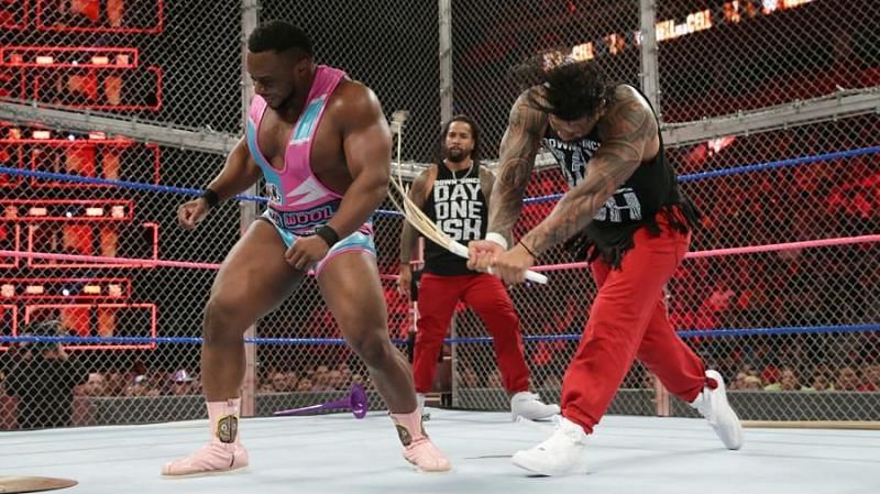 Big E takes a Kendo stick across the back