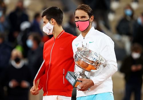 Novak Djokovic (L) and Rafael Nadal