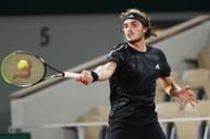 Stefanos Tsitsipas hits a forehand
