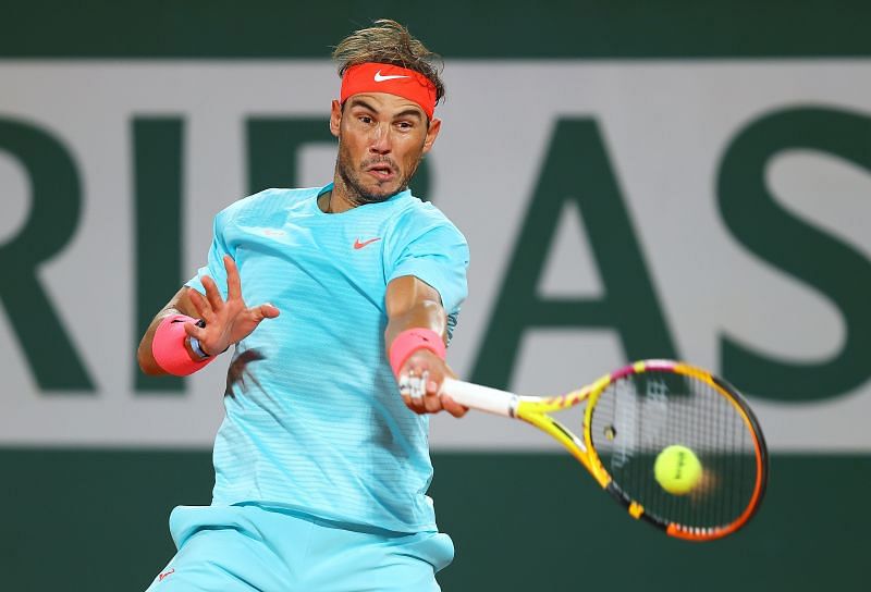 Rafael Nadal in action against Jannik Sinner at the French Open