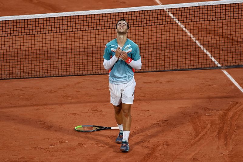 Hugo Gaston after winning against Stan Wawrinka