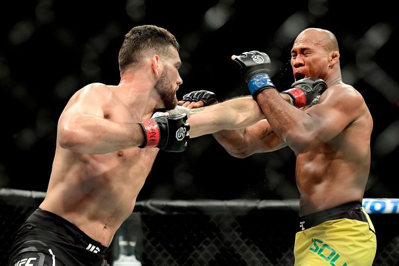 Chris Weidman of the United States fights against Jacare Souza of Brazil 