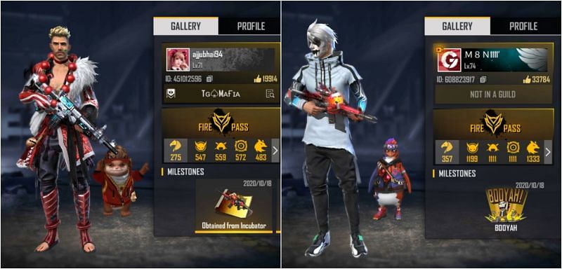 Who has better stats between Ajjubhai and M8N in Free Fire?