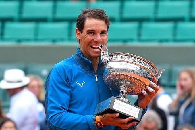Rafael Nadal with the Roland Garros trophy