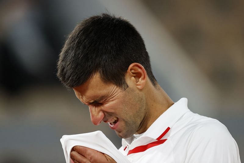 Novak Djokovic in his match against Pablo Carreno Busta at the 2020 French Open