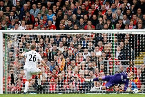 A Charlie Adam penalty helped Blackpool to a shocking 1-2 win over Liverpool at Anfield.