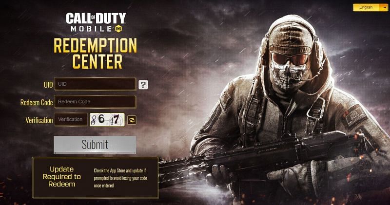 Official redemption center of COD Mobile (Image Credits: www.callofduty.com/redemption)