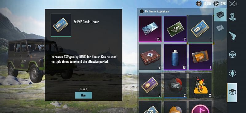 EXP cards in PUBG Mobile