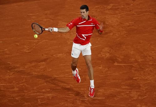 Novak Djokovic during the 2020 French Open final