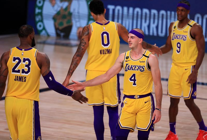 The intensity of Alex Caruso (#4) was huge for the the LA Lakers.