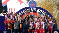 ATK players posing with the ISL trophy