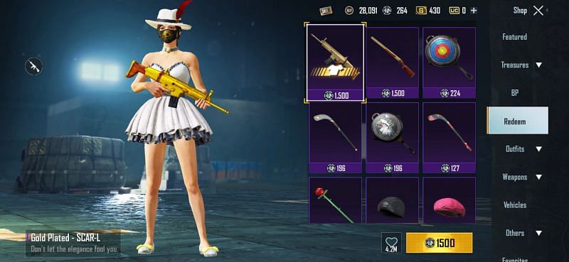 Free weapon skins in PUBG Mobile in redeem shop