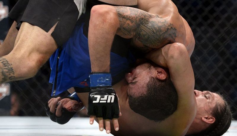 Ortega tapped out Renato Moicano at UFC 214 with a guillotine choke.
