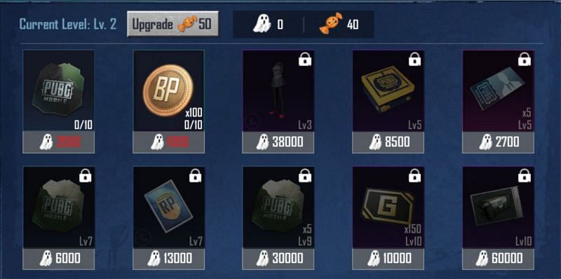 The various rewards from this PUBG Mobile event