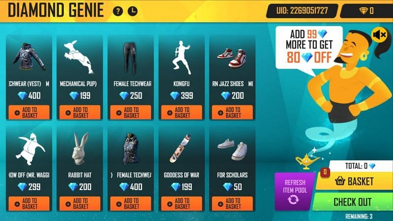 Diamond Genie event in Free Fire: How to unlock items at a ...