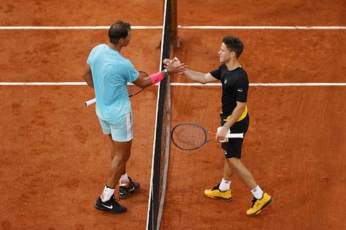 Rafael Nadal (L) and Diego Schwartzman