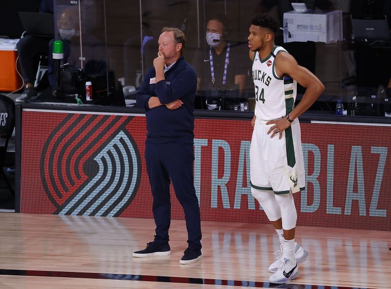 Mike Budenholzer and Giannis Antetokounmpo