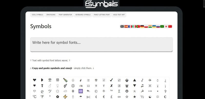 One such website - fsymbols.com