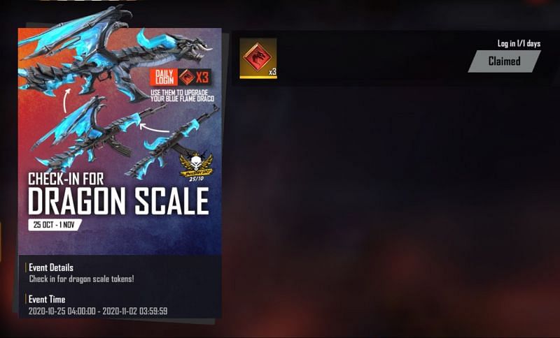 Players can use Dragon&#039;s scale to upgrade the Evo gun skin (Image via Free Fire)