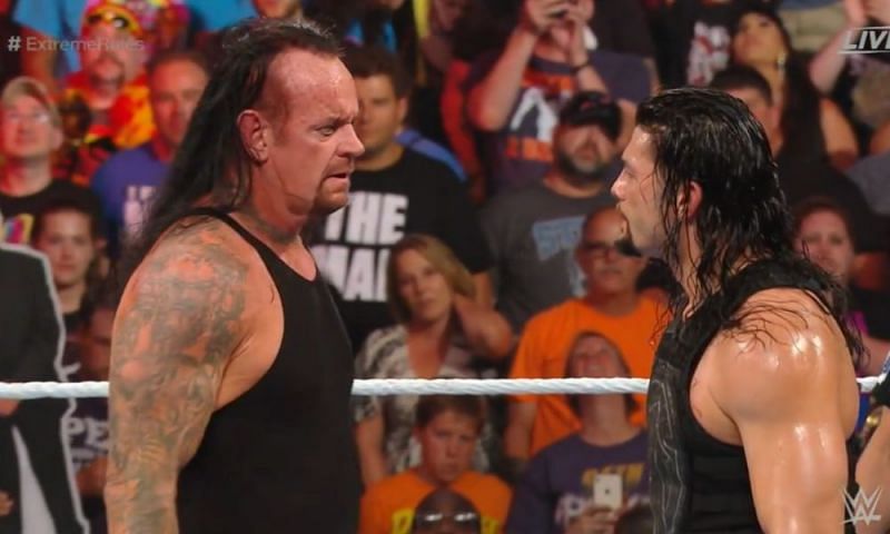 The Undertaker (left) and Roman Reigns (right)